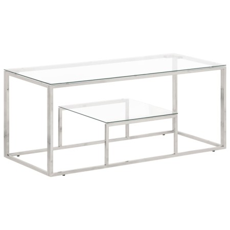 Silberner Couchtisch aus Edelstahl und gehärtetem Glas von vidaXL, Couchtisch - Ref: Foro24-350017, Preis: 104,45 €, Rabatt: %