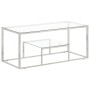 Silberner Couchtisch aus Edelstahl und gehärtetem Glas von vidaXL, Couchtisch - Ref: Foro24-350017, Preis: 104,45 €, Rabatt: %