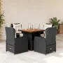 5-teiliges Gartenmöbel-Set mit schwarzen synthetischen Rattankissen von vidaXL, Gartensets - Ref: Foro24-3262766, Preis: 527,...