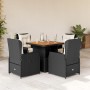 5-teiliges Gartenmöbel-Set mit schwarzen synthetischen Rattankissen von vidaXL, Gartensets - Ref: Foro24-3262766, Preis: 523,...