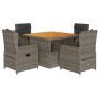 5-piece garden dining set with gray synthetic rattan cushions by vidaXL, Garden sets - Ref: Foro24-3262770, Price: 757,88 €, ...