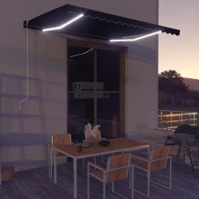 Toldo retráctil LED y sensor de viento gris antracita 400x300cm