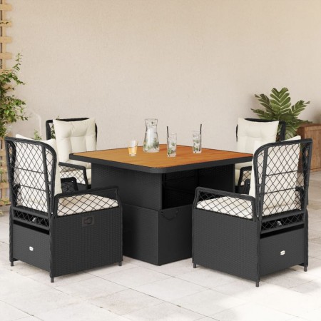 5-teiliges Gartenmöbel-Set mit schwarzen synthetischen Rattankissen von vidaXL, Gartensets - Ref: Foro24-3262912, Preis: 528,...