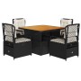 5-teiliges Gartenmöbel-Set mit schwarzen synthetischen Rattankissen von vidaXL, Gartensets - Ref: Foro24-3262912, Preis: 528,...