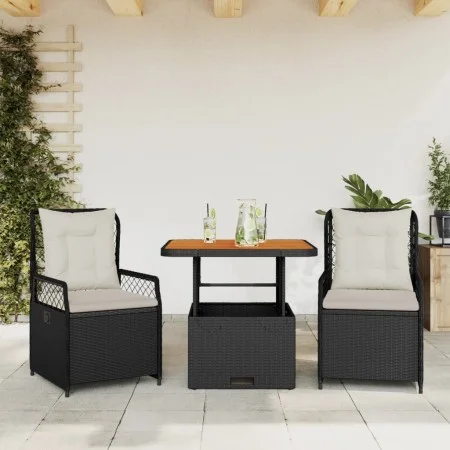 3-piece garden dining set with black synthetic rattan cushions by vidaXL, Garden sets - Ref: Foro24-3262910, Price: 285,03 €,...