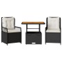 Set comedor de jardín 3 pzas con cojines ratán sintético negro de vidaXL, Conjuntos de jardín - Ref: Foro24-3262910, Precio: ...