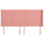 Cabecero con orejas de terciopelo rosa 163x16x118/128 cm