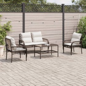 4-piece garden sofa set and brown synthetic rattan cushions by vidaXL, Garden sets - Ref: Foro24-368728, Price: 363,33 €, Dis...