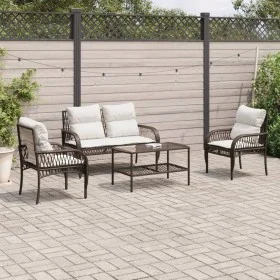 4-piece garden sofa set and brown synthetic rattan cushions by vidaXL, Garden sets - Ref: Foro24-368728, Price: 356,35 €, Dis...