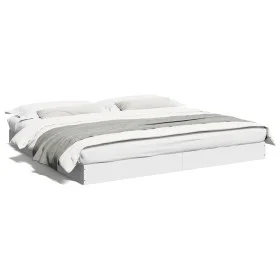 White engineered wood bed frame 200x200 cm by vidaXL, Beds and slatted bases - Ref: Foro24-841993, Price: 93,94 €, Discount: %