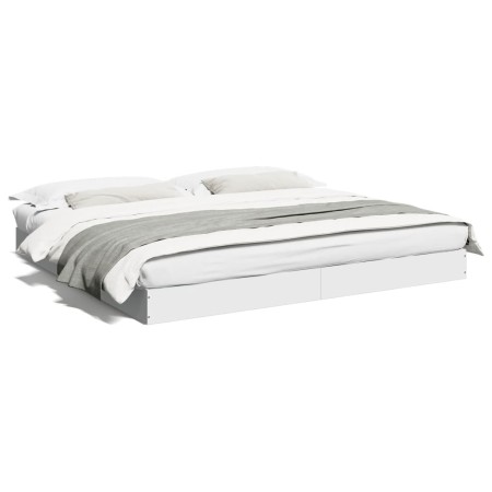 White engineered wood bed frame 200x200 cm by vidaXL, Beds and slatted bases - Ref: Foro24-841993, Price: 95,74 €, Discount: %