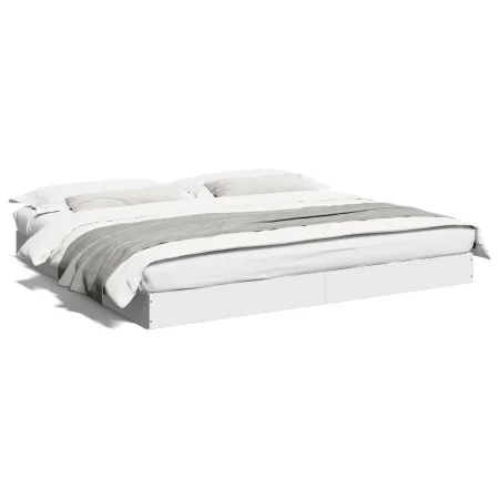 White engineered wood bed frame 200x200 cm by vidaXL, Beds and slatted bases - Ref: Foro24-841993, Price: 93,94 €, Discount: %