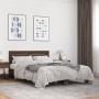 Estructura cama madera ingeniería metal marrón roble 135x190 cm de vidaXL, Camas y somieres - Ref: Foro24-3280166, Precio: 14...