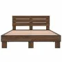 Engineered wood bed frame oak brown metal 135x190 cm by vidaXL, Beds and slatted bases - Ref: Foro24-3280166, Price: 141,98 €...