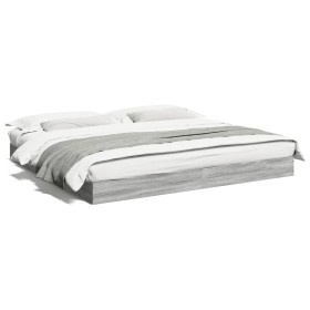 Sonoma-grauer Holzwerkstoff-Bettrahmen 200 x 200 cm von vidaXL, Betten und Lattenroste - Ref: Foro24-841998, Preis: 94,59 €, ...