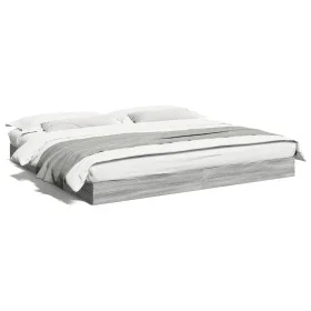Sonoma gray engineered wood bed frame 200x200 cm by vidaXL, Beds and slatted bases - Ref: Foro24-841998, Price: 93,46 €, Disc...