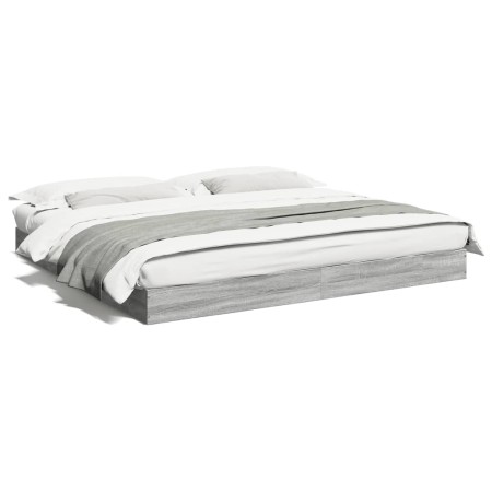Sonoma-grauer Holzwerkstoff-Bettrahmen 200 x 200 cm von vidaXL, Betten und Lattenroste - Ref: Foro24-841998, Preis: 94,59 €, ...