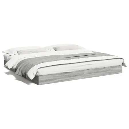 Sonoma gray engineered wood bed frame 200x200 cm by vidaXL, Beds and slatted bases - Ref: Foro24-841998, Price: 93,46 €, Disc...