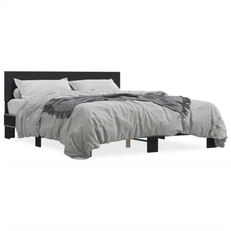 Estructura de cama madera de ingeniería y metal negro 150x200cm de vidaXL, Camas y somieres - Ref: Foro24-3280187, Precio: 14...