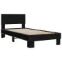 Engineered wood and black metal bed frame 90x200 cm by vidaXL, Beds and slatted bases - Ref: Foro24-845807, Price: 75,82 €, D...