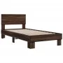Brown oak metal engineered wood bed frame 90x200 cm by vidaXL, Beds and slatted bases - Ref: Foro24-845811, Price: 94,76 €, D...