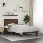 Brown oak metal engineered wood bed frame 90x200 cm by vidaXL, Beds and slatted bases - Ref: Foro24-845811, Price: 94,76 €, D...