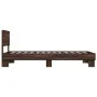 Brown oak metal engineered wood bed frame 90x200 cm by vidaXL, Beds and slatted bases - Ref: Foro24-845811, Price: 94,76 €, D...