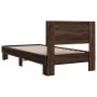 Brown oak metal engineered wood bed frame 90x200 cm by vidaXL, Beds and slatted bases - Ref: Foro24-845811, Price: 94,76 €, D...