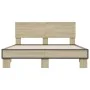 Sonoma oak metal engineered wood bed frame 140x200 cm by vidaXL, Beds and slatted bases - Ref: Foro24-3280193, Price: 141,96 ...