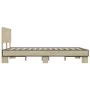 Sonoma oak metal engineered wood bed frame 140x200 cm by vidaXL, Beds and slatted bases - Ref: Foro24-3280193, Price: 141,96 ...