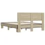 Sonoma oak metal engineered wood bed frame 140x200 cm by vidaXL, Beds and slatted bases - Ref: Foro24-3280193, Price: 141,96 ...