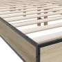 Sonoma oak metal engineered wood bed frame 140x200 cm by vidaXL, Beds and slatted bases - Ref: Foro24-3280193, Price: 141,96 ...