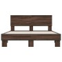 Oak brown metal engineered wood bed frame 120x200 cm by vidaXL, Beds and slatted bases - Ref: Foro24-3280201, Price: 144,03 €...