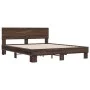 Oak brown metal engineered wood bed frame 150x200 cm by vidaXL, Beds and slatted bases - Ref: Foro24-3280191, Price: 149,63 €...