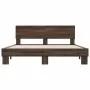 Oak brown metal engineered wood bed frame 150x200 cm by vidaXL, Beds and slatted bases - Ref: Foro24-3280191, Price: 149,63 €...
