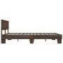 Oak brown metal engineered wood bed frame 150x200 cm by vidaXL, Beds and slatted bases - Ref: Foro24-3280191, Price: 149,63 €...