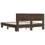 Oak brown metal engineered wood bed frame 150x200 cm by vidaXL, Beds and slatted bases - Ref: Foro24-3280191, Price: 149,63 €...