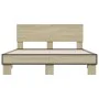 Estructura cama madera ingeniería metal roble Sonoma 120x200 cm de vidaXL, Camas y somieres - Ref: Foro24-3280198, Precio: 13...