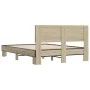 Estructura cama madera ingeniería metal roble Sonoma 120x200 cm de vidaXL, Camas y somieres - Ref: Foro24-3280198, Precio: 13...
