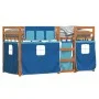 Litera con cortinas madera maciza de pino azul 90x190 cm de vidaXL, Camas y somieres - Ref: Foro24-3283950, Precio: 177,94 €,...