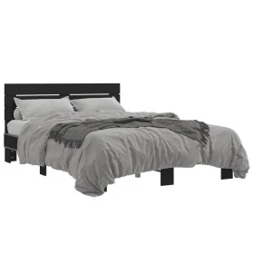 Engineered wood and black metal bed frame 140x200cm by vidaXL, Beds and slatted bases - Ref: Foro24-3280147, Price: 144,45 €,...