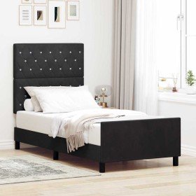 Estructura de cama con cabecera Negro 90 x 190 cm Terciopelo en Camas y somieres | Comprar online en Foro24