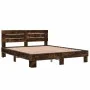 Engineered wood bed frame metal smoked oak 160x200cm by vidaXL, Beds and slatted bases - Ref: Foro24-3280139, Price: 149,48 €...