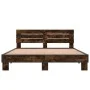 Engineered wood bed frame metal smoked oak 160x200cm by vidaXL, Beds and slatted bases - Ref: Foro24-3280139, Price: 149,48 €...