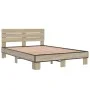 Estructura cama madera ingeniería metal roble Sonoma 120x200 cm de vidaXL, Camas y somieres - Ref: Foro24-3280153, Precio: 13...