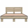 Estructura cama madera ingeniería metal roble Sonoma 120x200 cm de vidaXL, Camas y somieres - Ref: Foro24-3280153, Precio: 13...