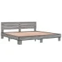 Estructura cama madera ingeniería metal gris Sonoma 200x200 cm de vidaXL, Camas y somieres - Ref: Foro24-3280130, Precio: 161...