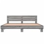 Estructura cama madera ingeniería metal gris Sonoma 200x200 cm