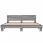 Estructura cama madera ingeniería metal gris Sonoma 200x200 cm de vidaXL, Camas y somieres - Ref: Foro24-3280130, Precio: 161...