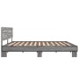 Estructura cama madera ingeniería metal gris Sonoma 200x200 cm